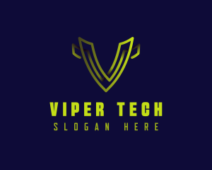 Cyber Tech Letter V logo design