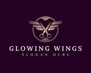 Barber Scissors Wings logo design