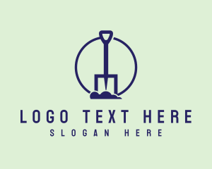 Tools - Blue Dig Shovel Gardening logo design