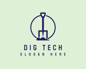 Dig - Blue Dig Shovel Gardening logo design