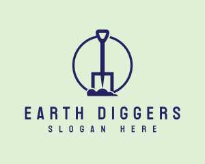 Digging - Blue Dig Shovel Gardening logo design