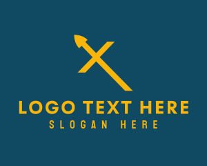 Weapon - Yellow Spear Letter X logo design