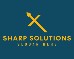 Sharp - Yellow Spear Letter X logo design