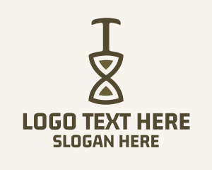 Time - Hourglass Shovel Construction logo design