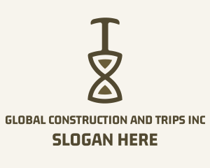 Farmer - Hourglass Shovel Construction logo design