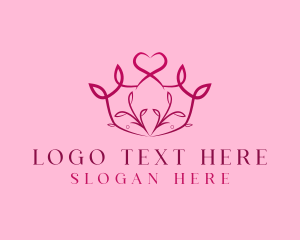 Elegant - Beauty Leaf Tiara Crown logo design