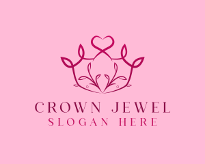 Pageantry - Beauty Leaf Tiara Crown logo design