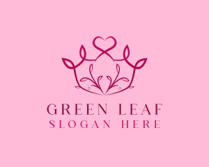 Beauty Leaf Tiara Crown logo design