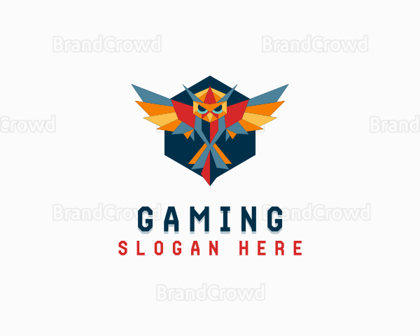 Geometric Owl Bird Wings Logo