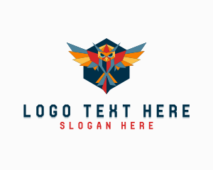 Flight - Geometric Owl Bird Wings logo design