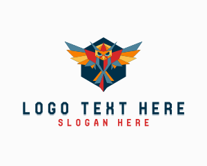 Shape - Geometric Owl Bird Wings logo design
