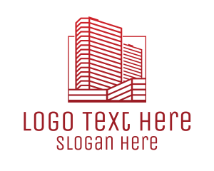 Sky High - Red Skyscraper Building logo design