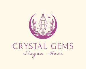 Floral Moon Crystal logo design