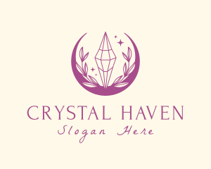 Floral Moon Crystal logo design