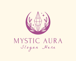 Floral Moon Crystal logo design