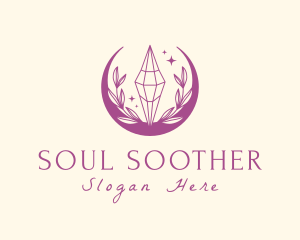 Healer - Floral Moon Crystal logo design
