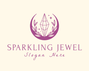 Floral Moon Crystal logo design