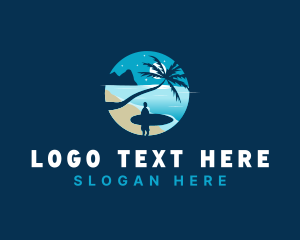 Travel - Beach Vacation Surfing logo design