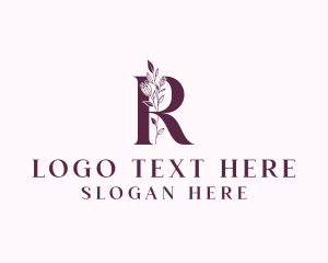 Aesthetic - Floral Spa Letter R logo design