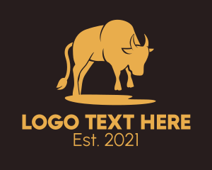 Strength - Yellow Gold Bull logo design