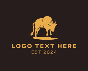 Charging Bull - Yellow Gold Bull logo design