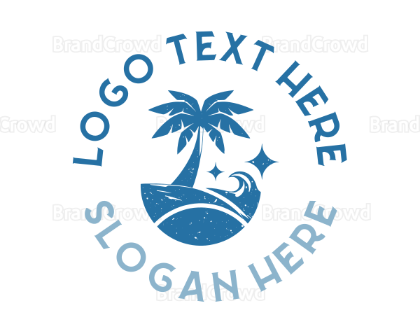 Retro Tropical Palm Tree Logo