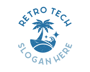 Retro Tropical Palm Tree logo design