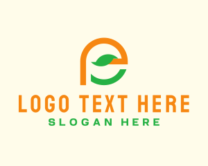 Cup - Leaf Letter E logo design
