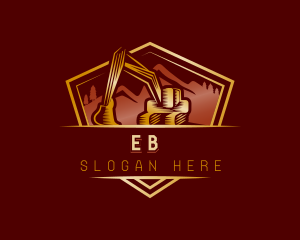 Worker - Construction Mountain Backhoe logo design