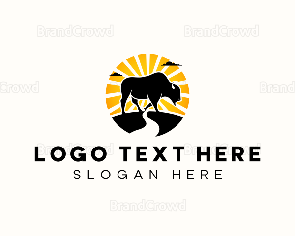 Bison Livestock Bull Logo