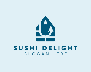 Fish Hook Seafood Home  logo design