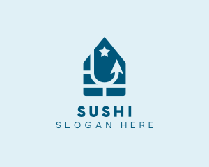 Fish Hook Seafood Home  logo design