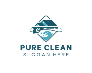 Pressure Washer Water Clean logo design