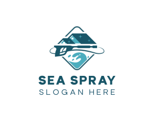 Pressure Washer Water Clean logo design