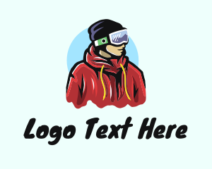 Young - Young Man Skier logo design