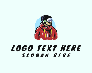 Snowboarder - Young Man Skier logo design