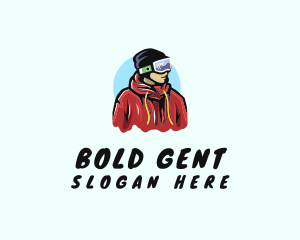 Young Man Skier logo design