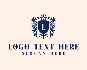 Fashion - Gardening Floral Shield logo design