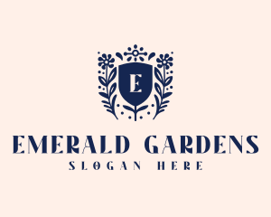 Gardening Floral Shield logo design