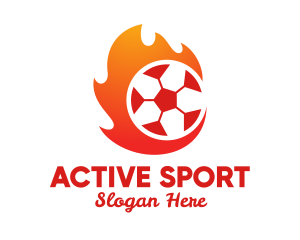 Flaming Soccer Football Ball logo design
