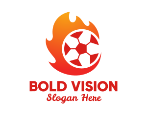 Flaming Soccer Football Ball logo design