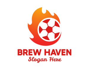 Flaming Soccer Football Ball logo design