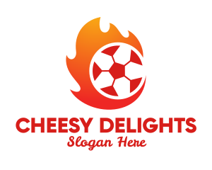 Flaming Soccer Football Ball logo design