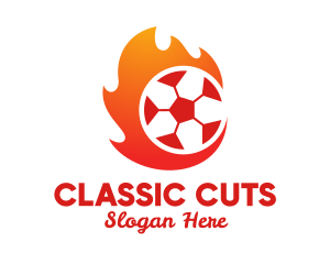 Flaming Soccer Football Ball logo design