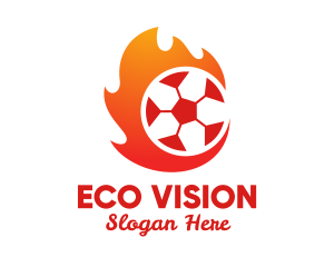 Flaming Soccer Football Ball logo design