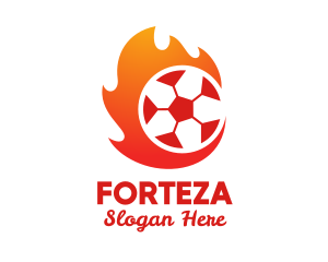 Flaming Soccer Football Ball logo design