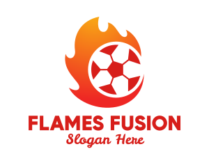 Flaming Soccer Football Ball logo design