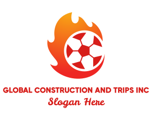 Team - Flaming Soccer Football Ball logo design