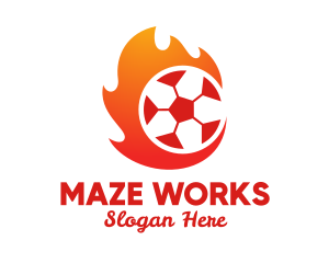 Flaming Soccer Football Ball logo design