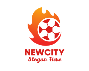 Flaming Soccer Football Ball logo design